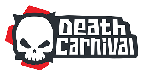 Death Carnival Logo: A skull with black and red border